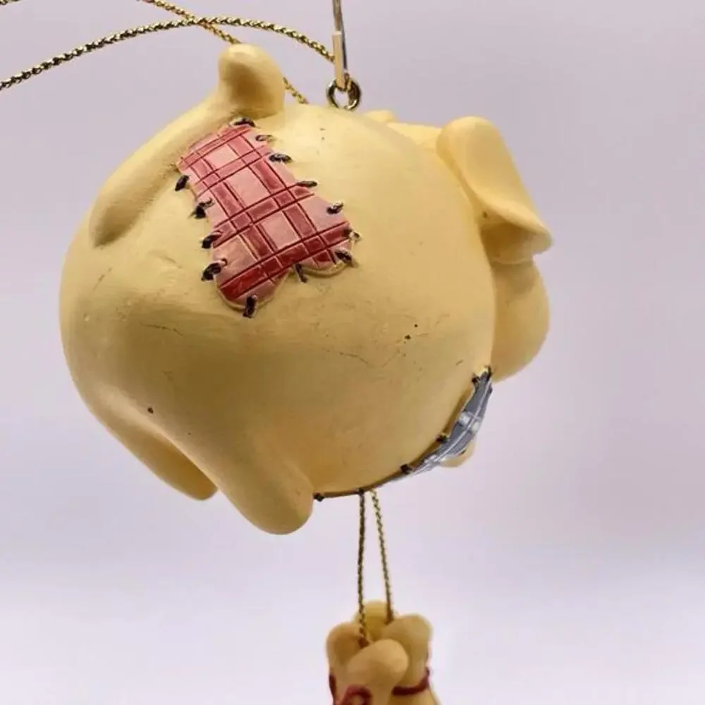 Vintage Patchwork Dog With‎ Dangling Bones Resin Christmas Ornament